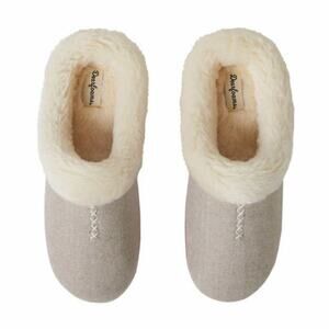 Dearfoams Women’s Memory Foam Faux Fur Slippers Beige Size 5/6